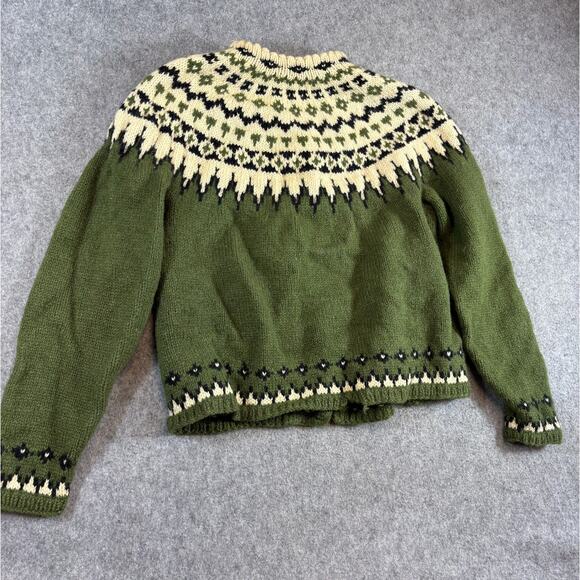 VTG 70s Turi Norwegian Sweater Large Green Wool Fair Ise Cardigan Grandmacore - Picture 5 of 7